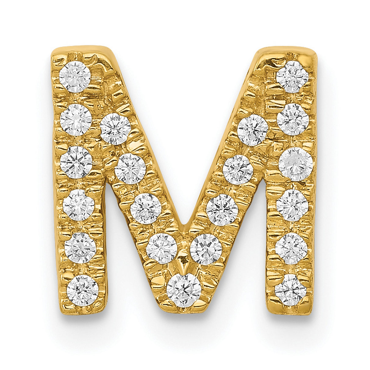 Diamond Letter M Initial Charm Pendant in Real 10k Yellow Gold