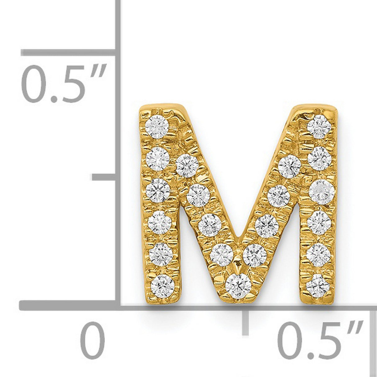 14k Yellow Gold Letter M Pendant with Pave Diamonds, Personalized Initial Charm