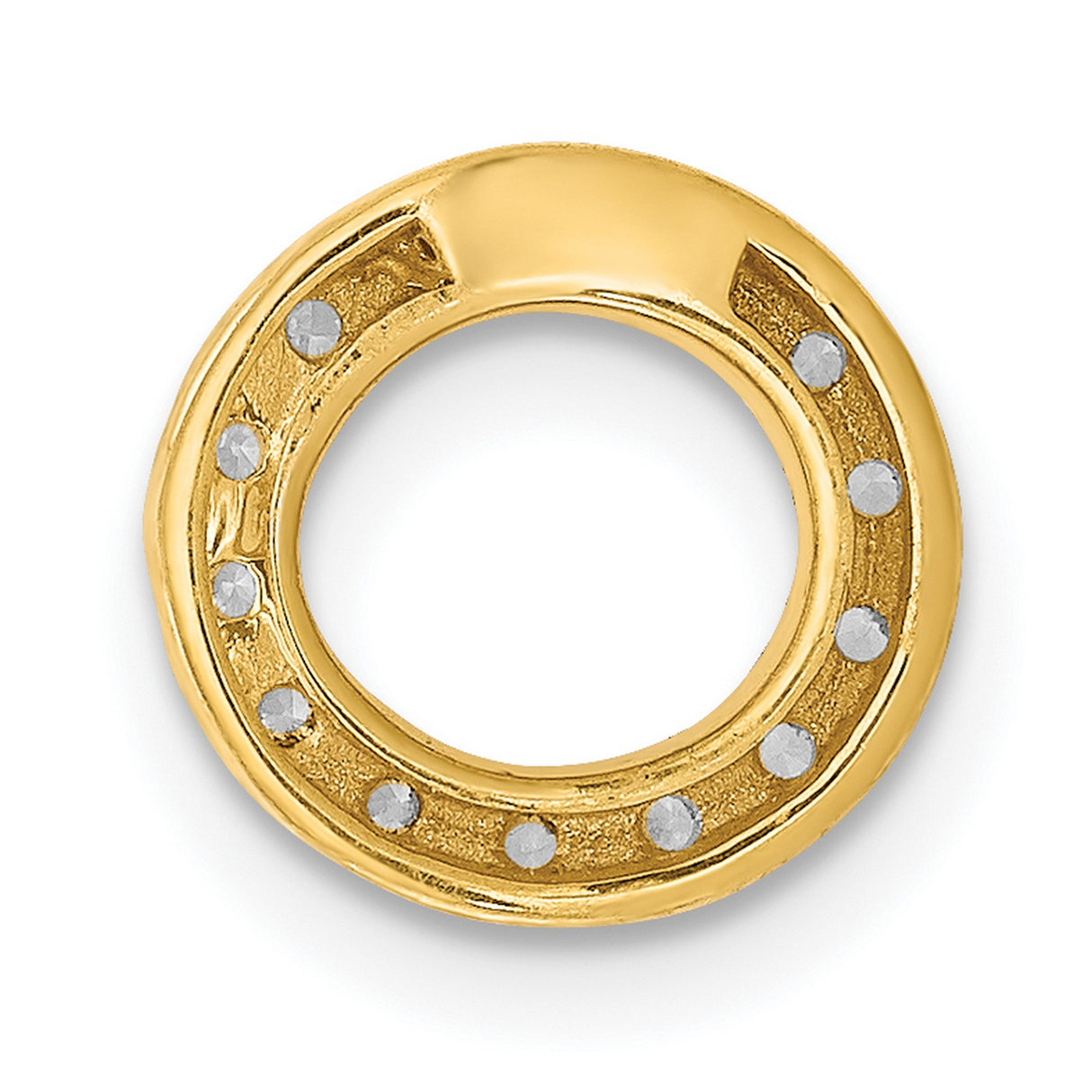 10k Yellow Gold Pendant with Round White Stones, Halo Open Circle Design for Women
