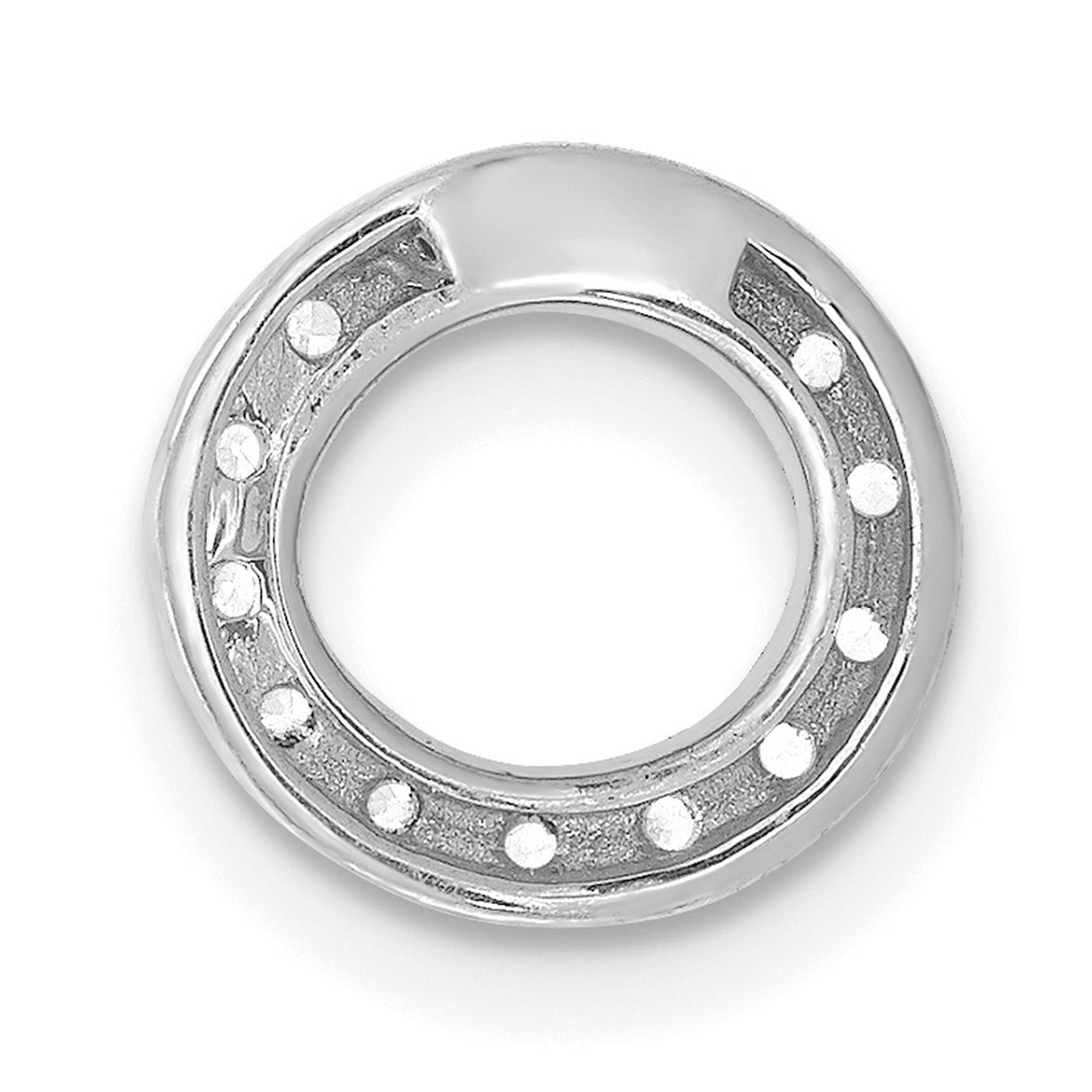 14k White Gold Circle Pendant with Diamond, Open Circle Eternity Design for Women