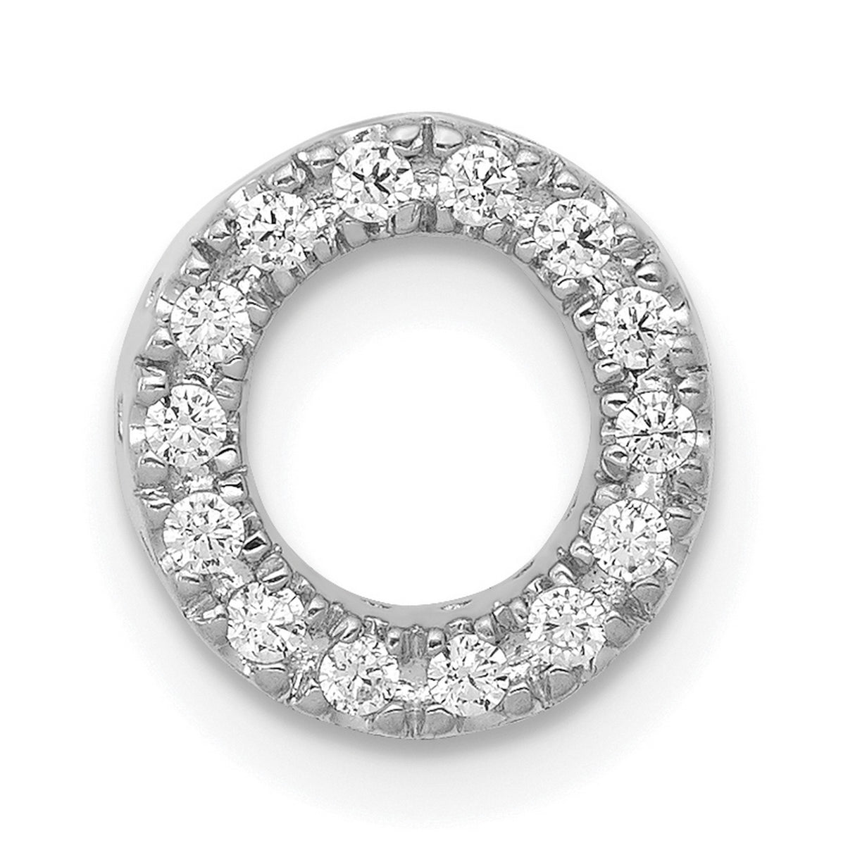 14k White Gold Circle Pendant with Diamond, Open Circle Eternity Design for Women