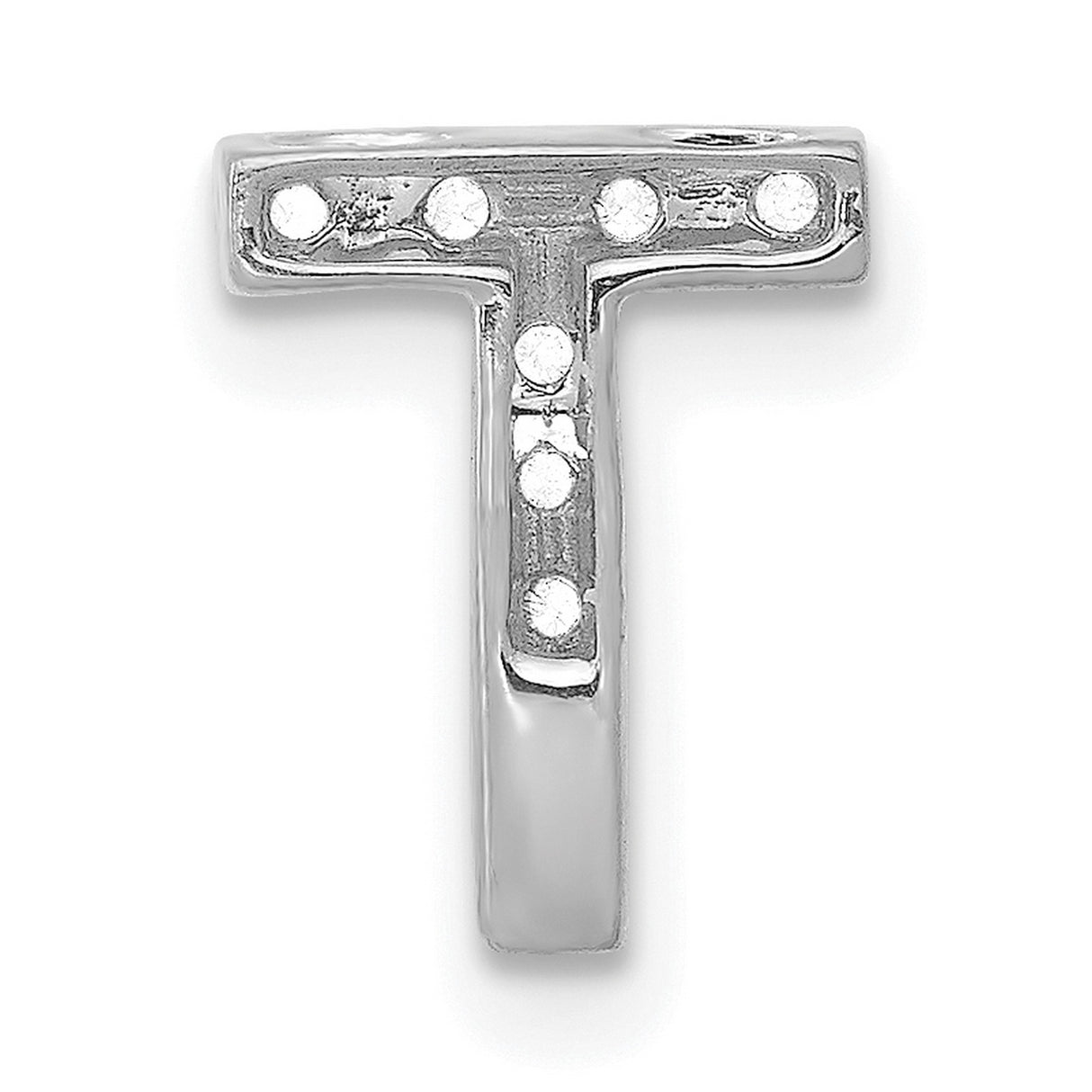 14k White Gold Letter T Pendant with Diamond Accents, Custom Alphabet Charm for Women