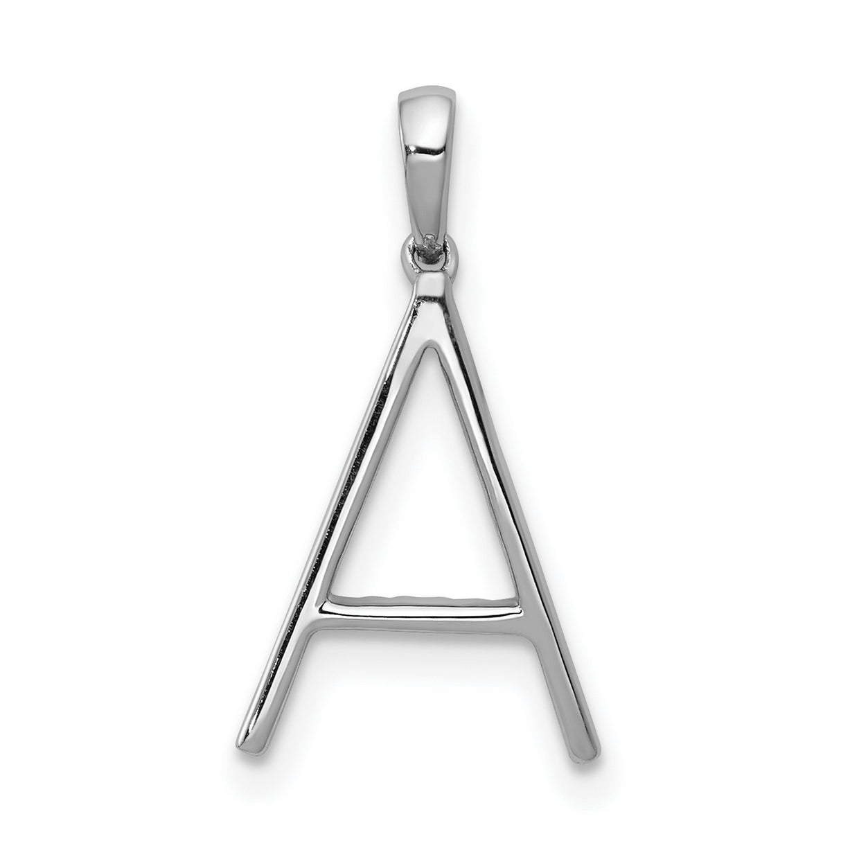 14k White Gold Letter A Pendant with Diamond Accents, Dainty Monogram Charm