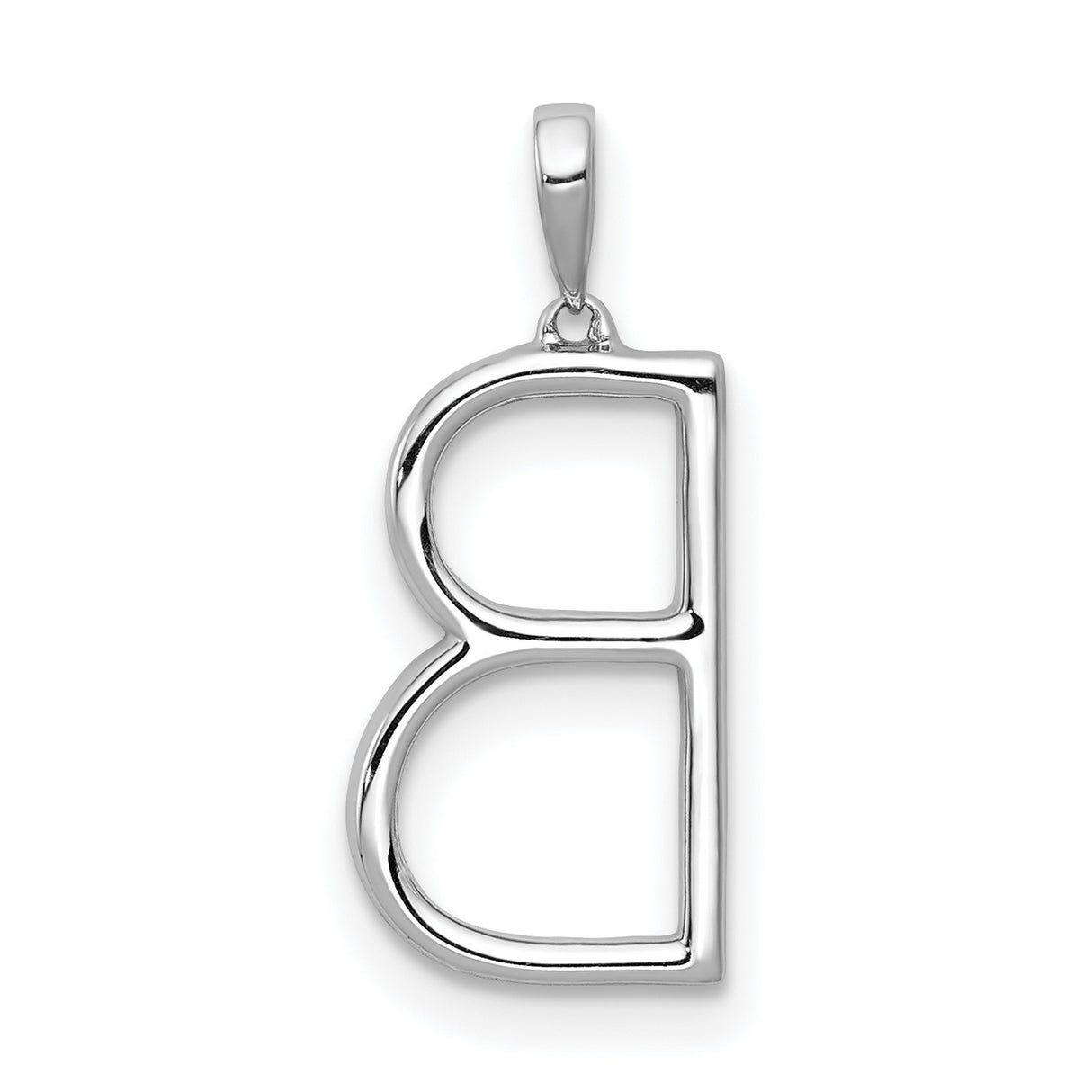 14k White Gold Letter B Pendant with Diamond Accents, Dainty Alphabet Charm for Women
