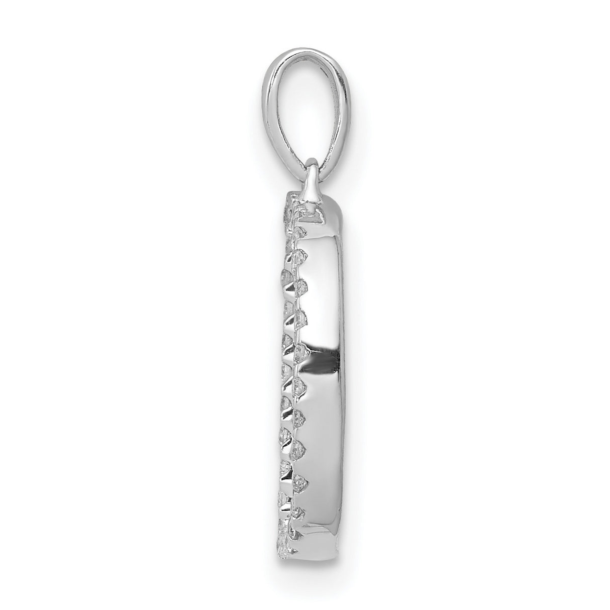 14k White Gold Initial D Pendant with Diamond Accent, Script Letter Charm for Women