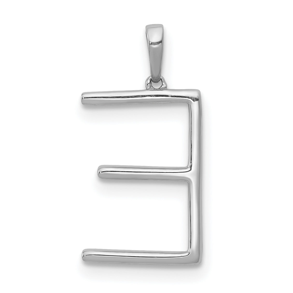 14k White Gold Initial Pendant with Diamond, Letter E Charm, Minimalist Monogram Style