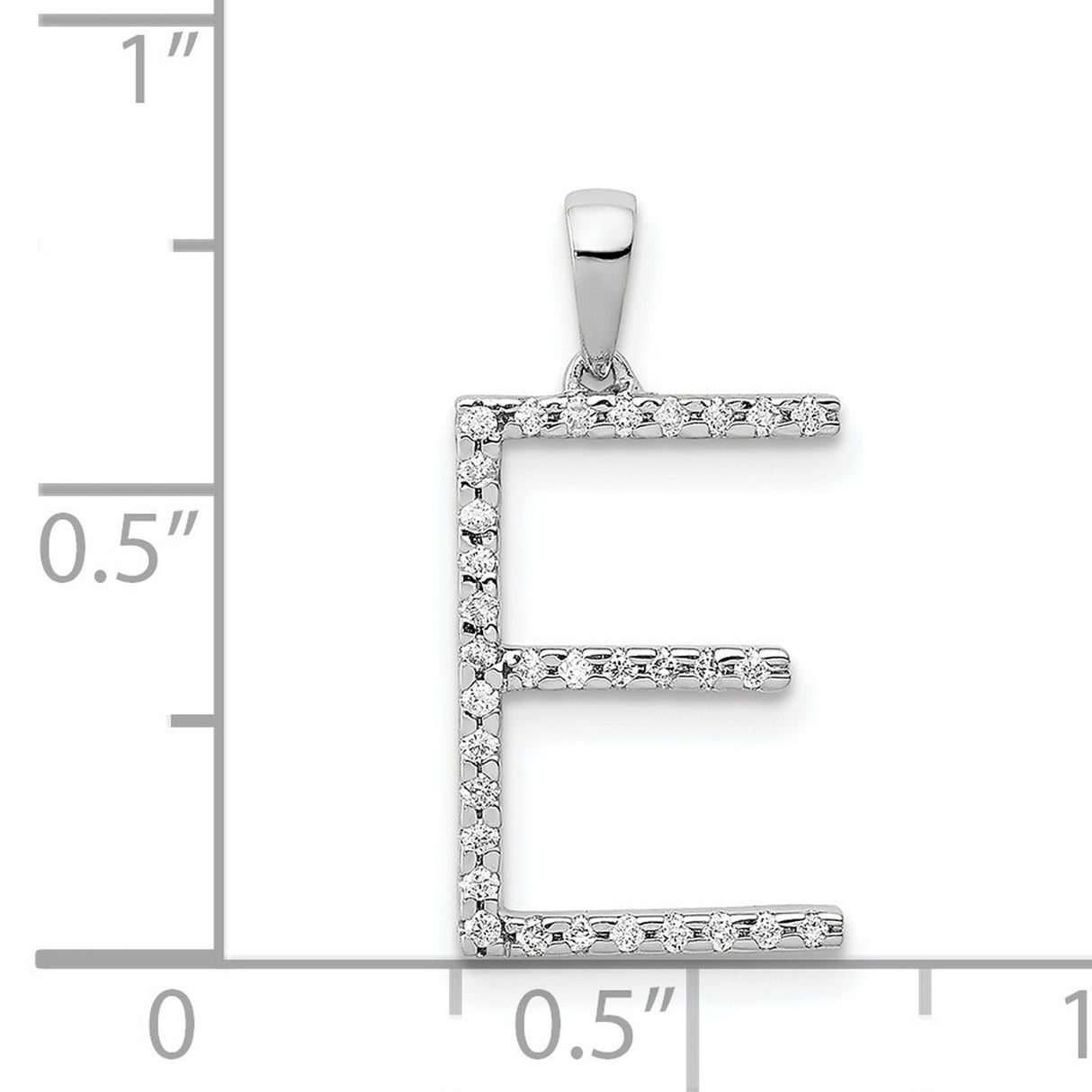 14k White Gold Initial Pendant with Diamond, Letter E Charm, Minimalist Monogram Style