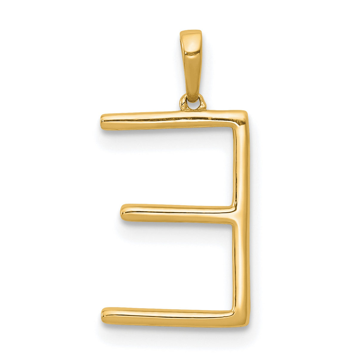 14k Yellow Gold Initial E Pendant with Cubic Zirconia, Bold Block Letter Charm for Women