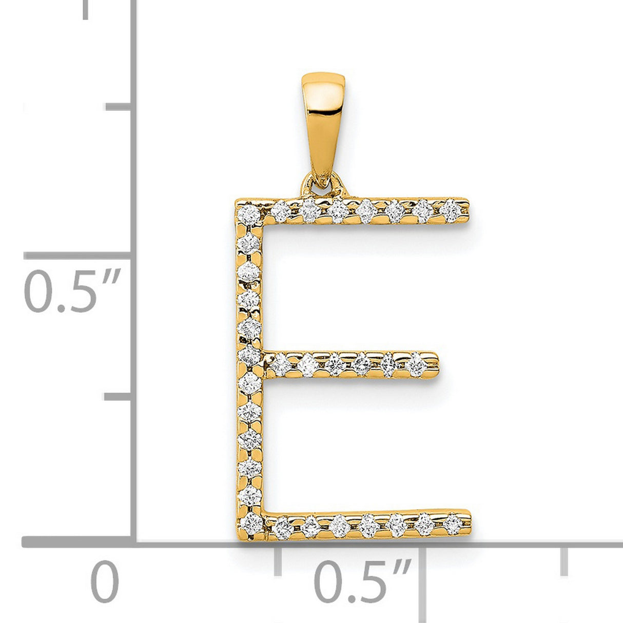 14k Yellow Gold Initial E Pendant with Cubic Zirconia, Bold Block Letter Charm for Women