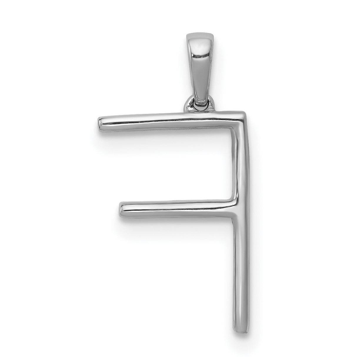 14k White Gold Letter F Pendant with Diamond Accents, Initial Charm Jewelry