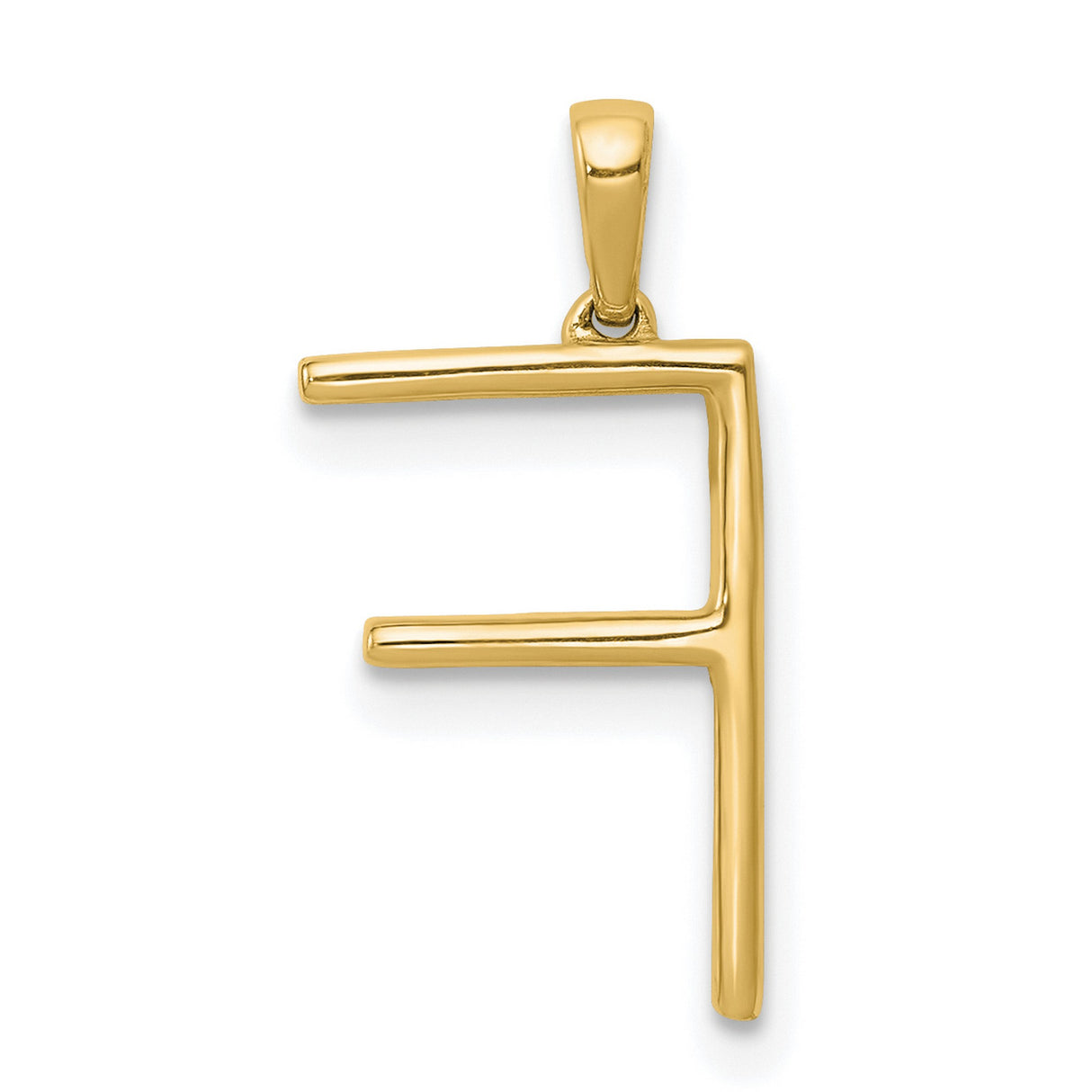 14k Yellow Gold Letter F Pendant with Pavé Cubic Zirconia, Initial Charm for Women