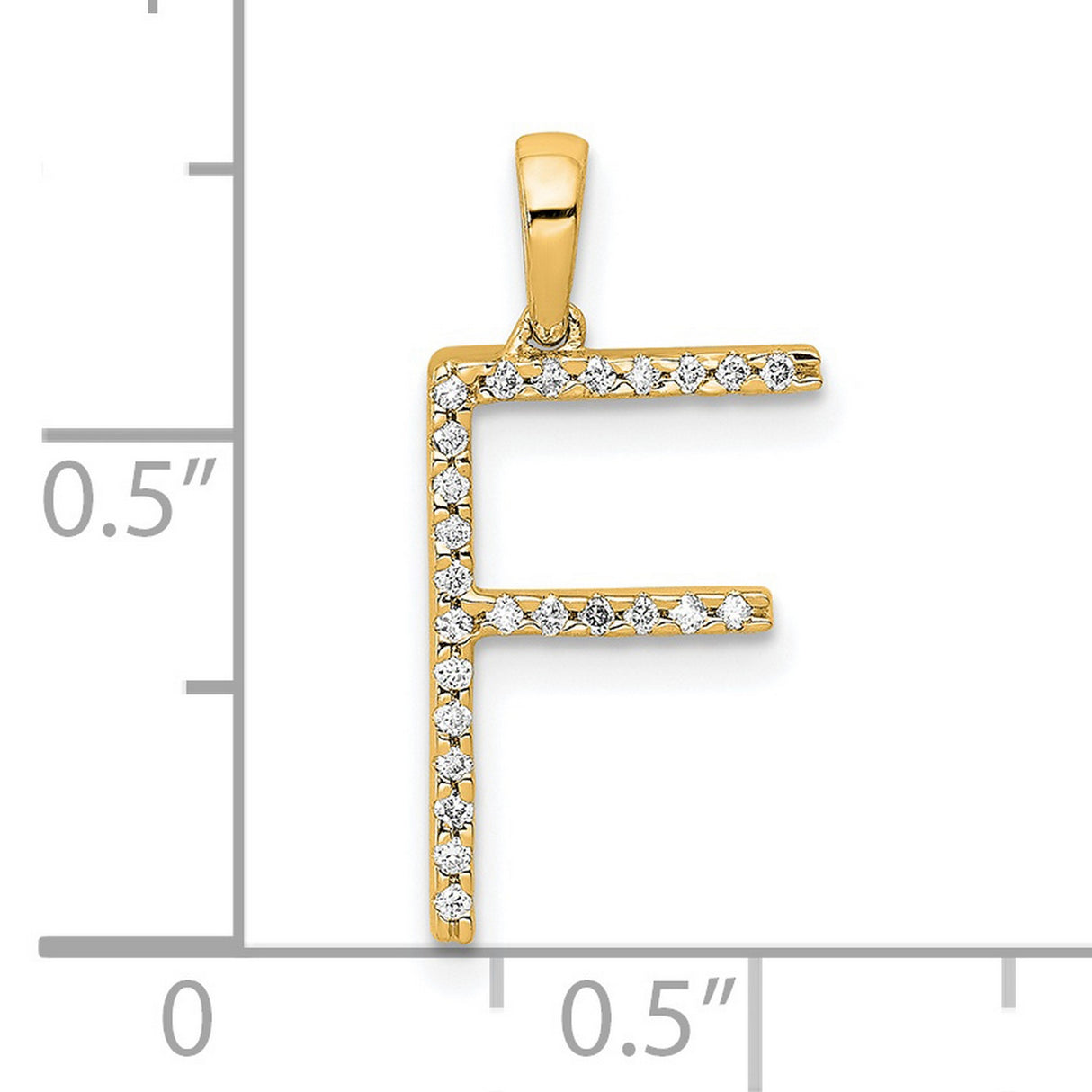 14k Yellow Gold Letter F Pendant with Pavé Cubic Zirconia, Initial Charm for Women