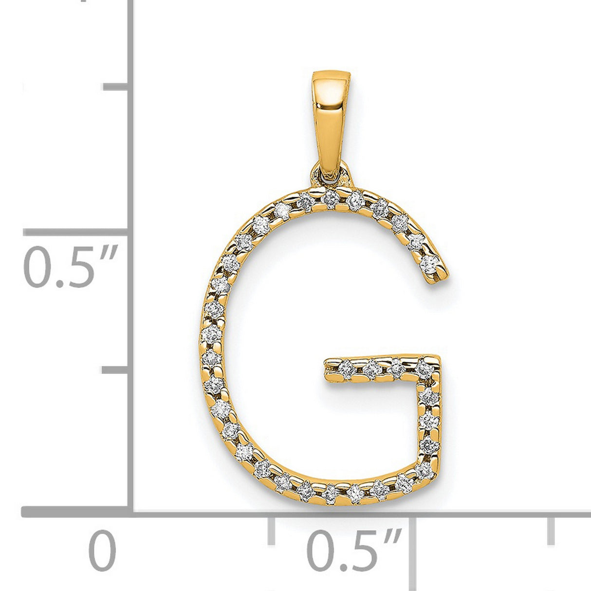 14k Yellow Gold Letter G Pendant with White Stones, Dainty Initial Charm for Women or Unisex Wear