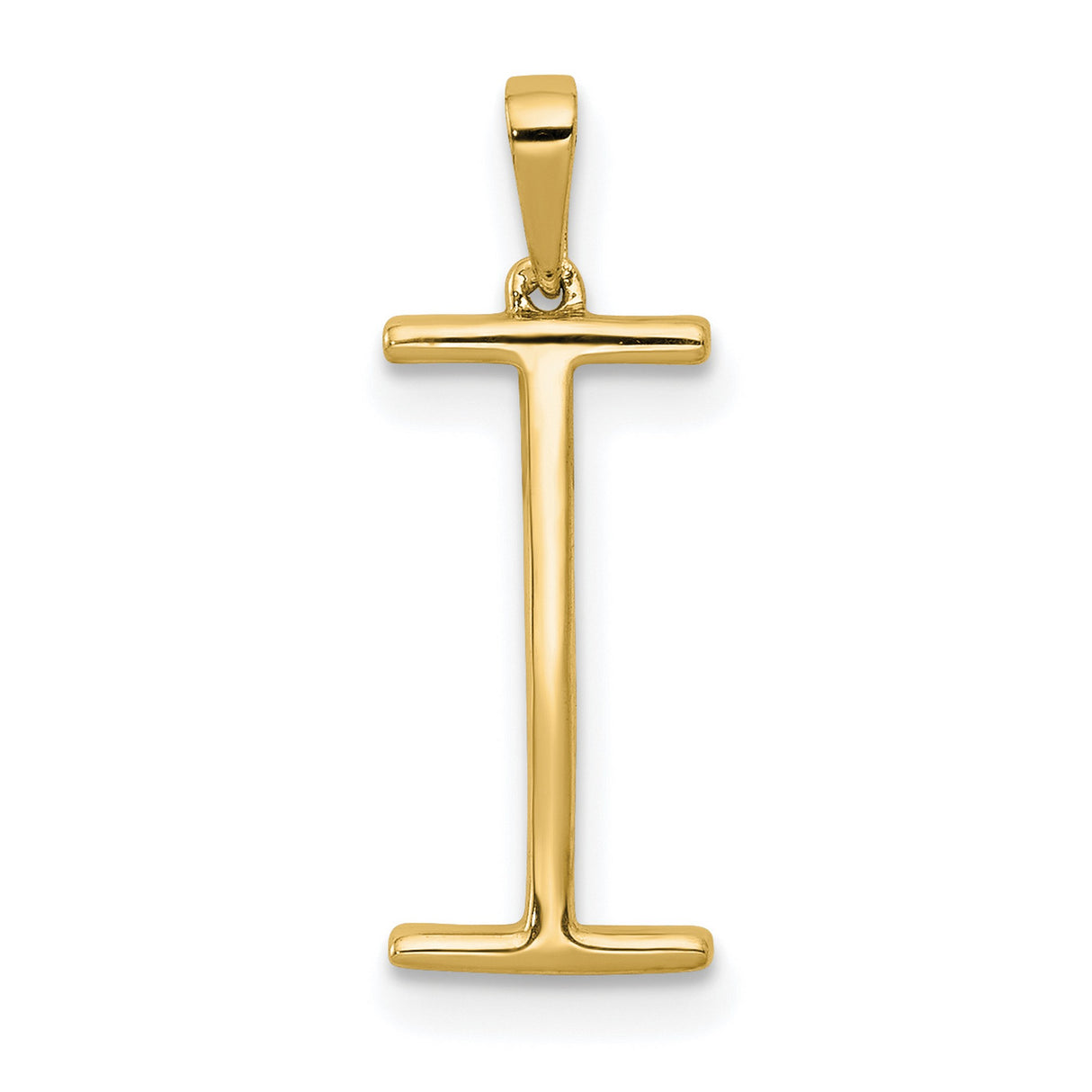 14k Yellow Gold Diamond Initial I Pendant, Prong Set Letter Charm for Women