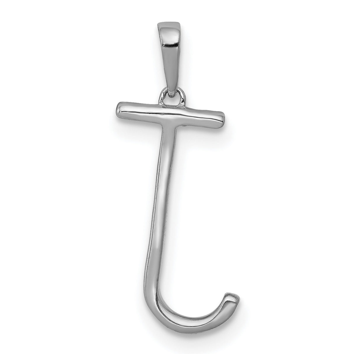 14k White Gold Initial J Pendant with Prong Set Round Diamonds, Dainty Letter Charm for Women
