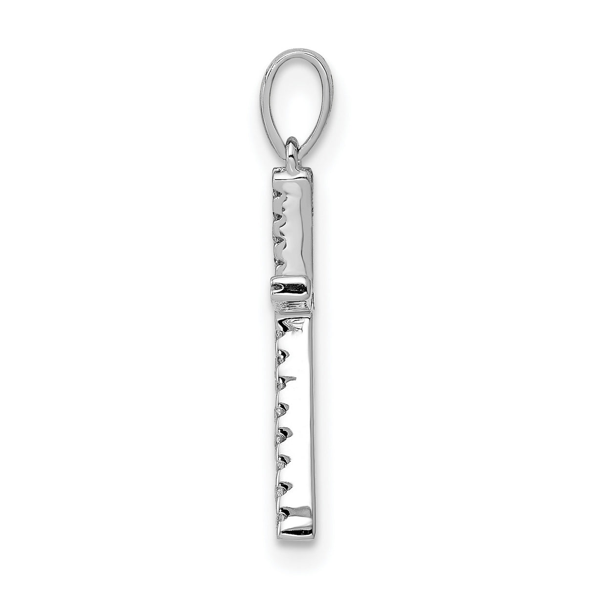 14k White Gold Letter K Pendant with Diamond Accent, Polished Finish Initial Charm