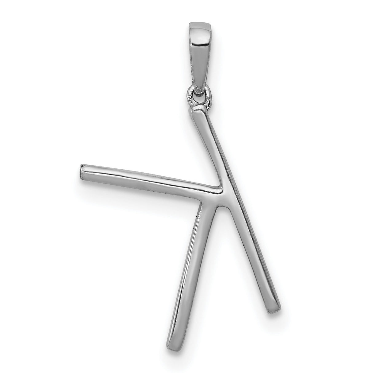 14k White Gold Letter K Pendant with Diamond Accent, Polished Finish Initial Charm