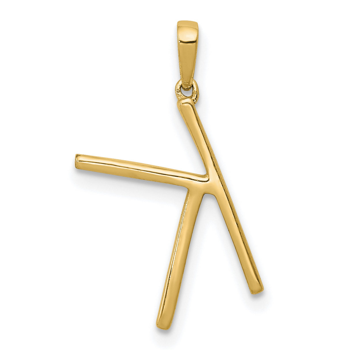 14k Yellow Gold Letter K Pendant with White Gemstones, Initial Charm for Women