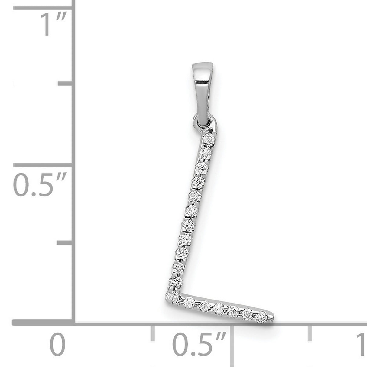 14k White Gold Initial Pendant with Diamond , Letter L Monogram Charm for Women