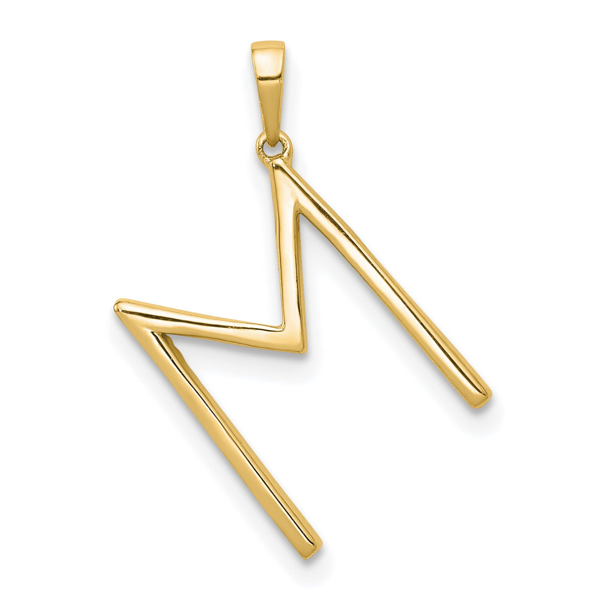 14k Yellow Gold Lightning Bolt Pendant with White Stones, Zigzag Design, Minimalist Charm