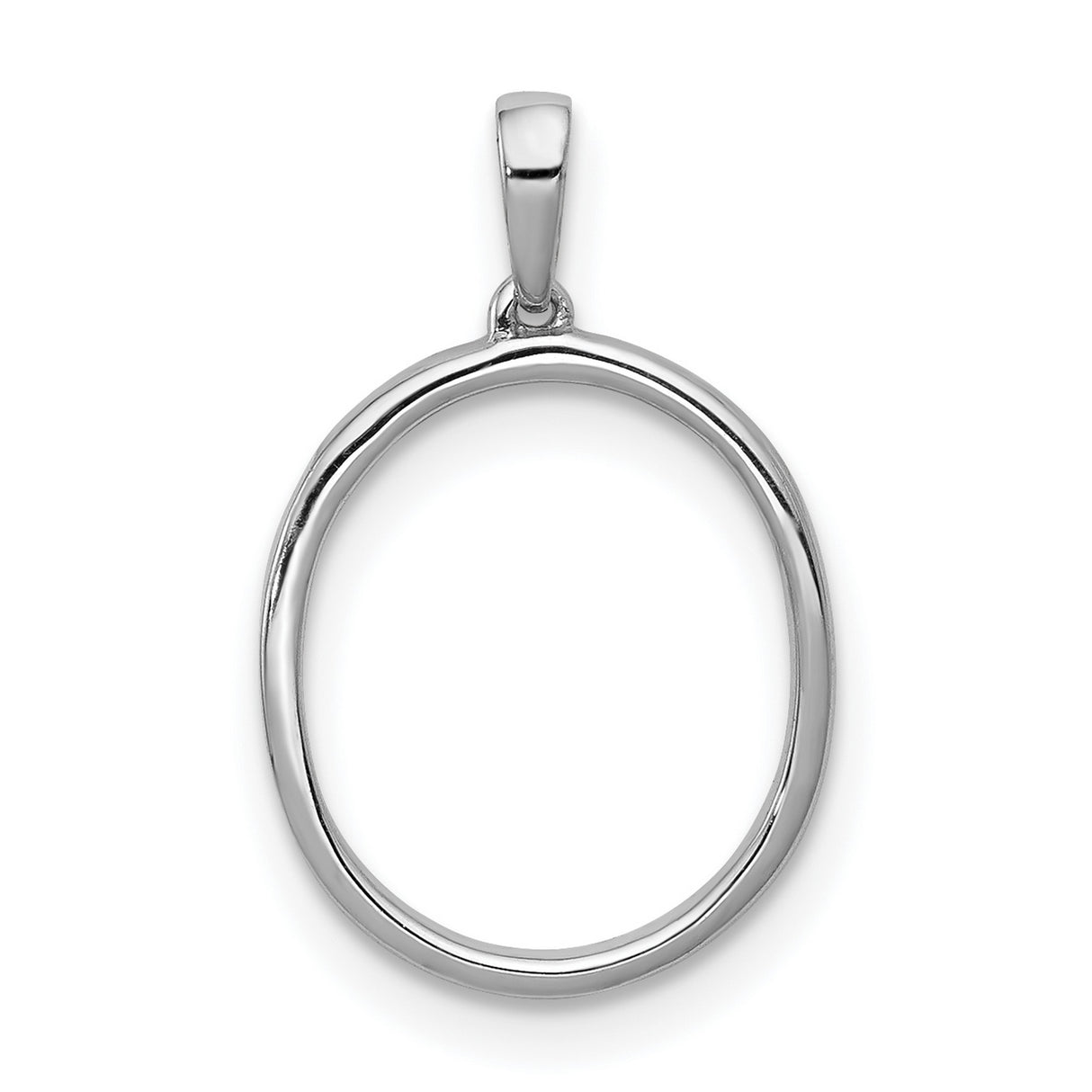 14k White Gold Oval Pendant with Round Diamonds and Open Frame Design for Women