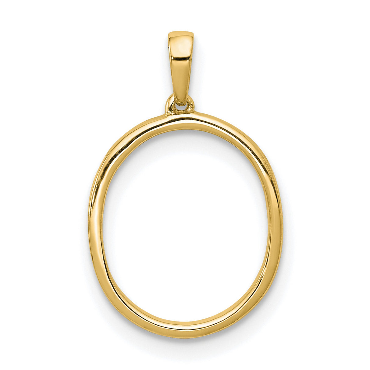 14k Yellow Gold Oval Pendant with Open Design and Sparkling White Stones for Women