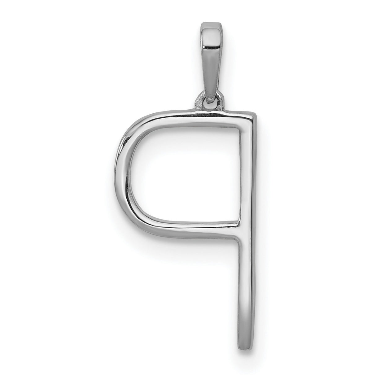 14k White Gold Initial P Pendant with Diamond Accents, Open Letter Design