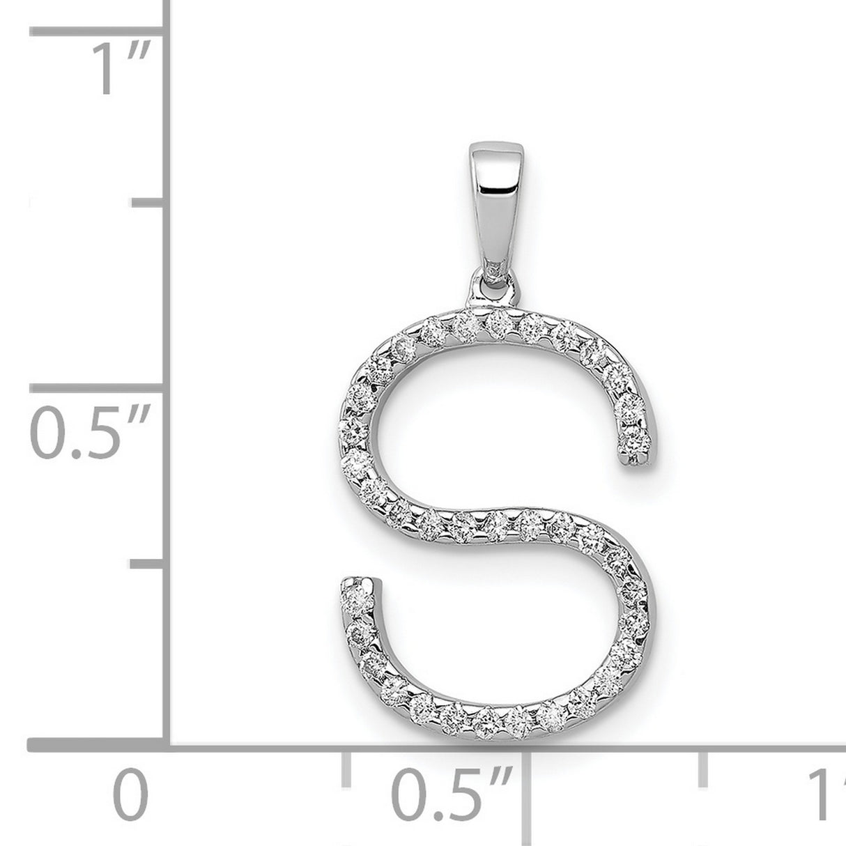 14k White Gold Diamond Letter S Pendant, Dainty Initial Charm for Women