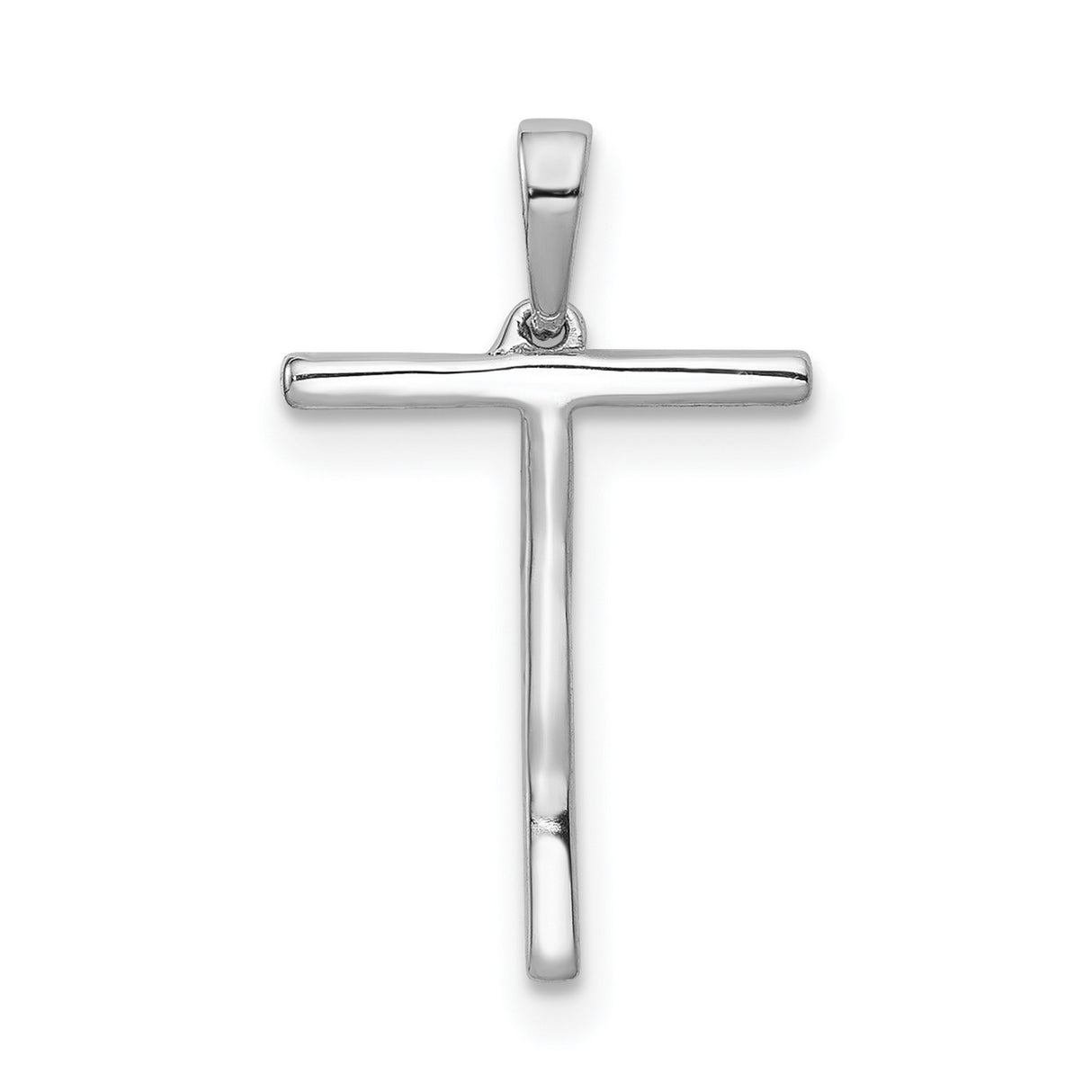 14k White Gold Cross Pendant with Round Cut Diamonds, Classic Christian Symbol