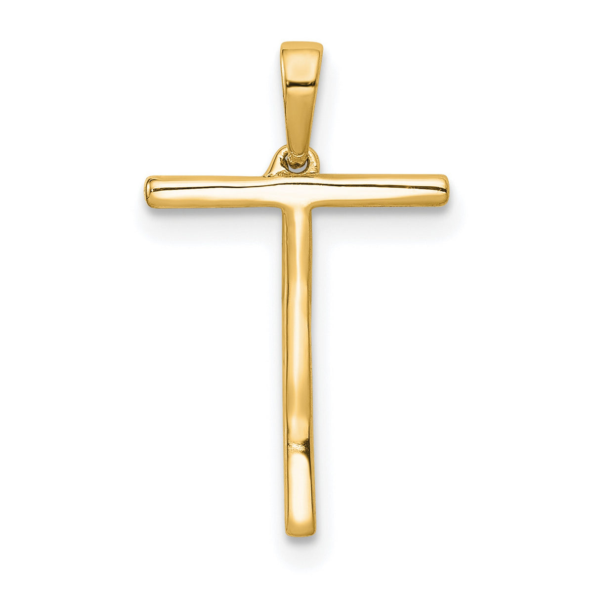 14k Yellow Gold Cross Pendant with Round Cut White Stones, Modern Christian Jewelry for Women