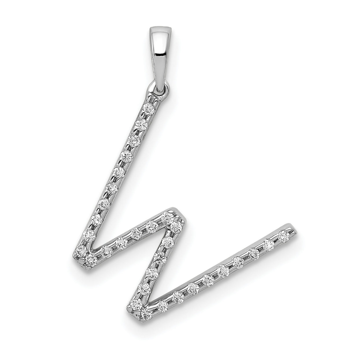 14k White Gold Diamond Letter Z Pendant, Minimalist Initial Charm for Women