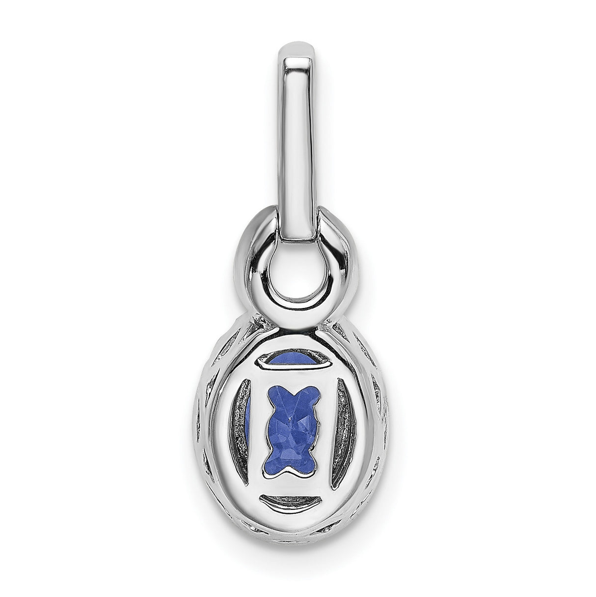 Oval .95 Tanzanite and Diamond Charm Pendant in Real 14k White Gold