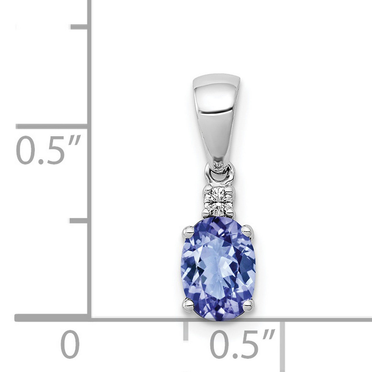 Oval .75 Tanzanite and Diamond Charm Pendant in Real 14k White Gold