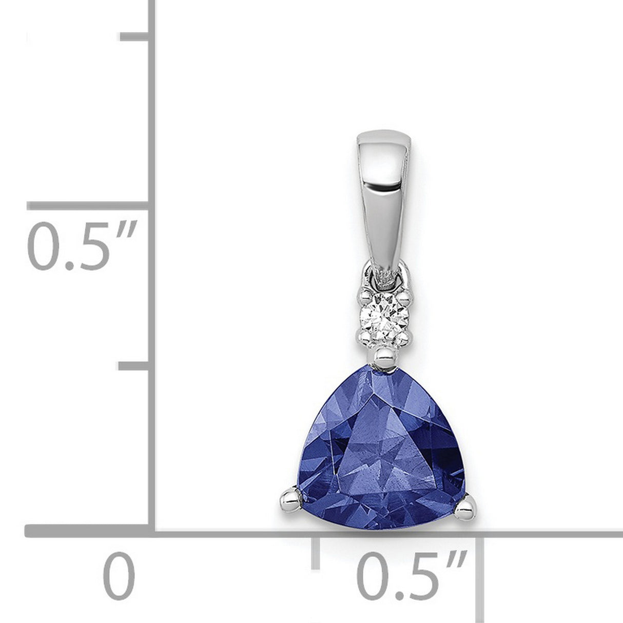 Trillion .90 Tanzanite and Diamond Charm Pendant in Real 14k White Gold
