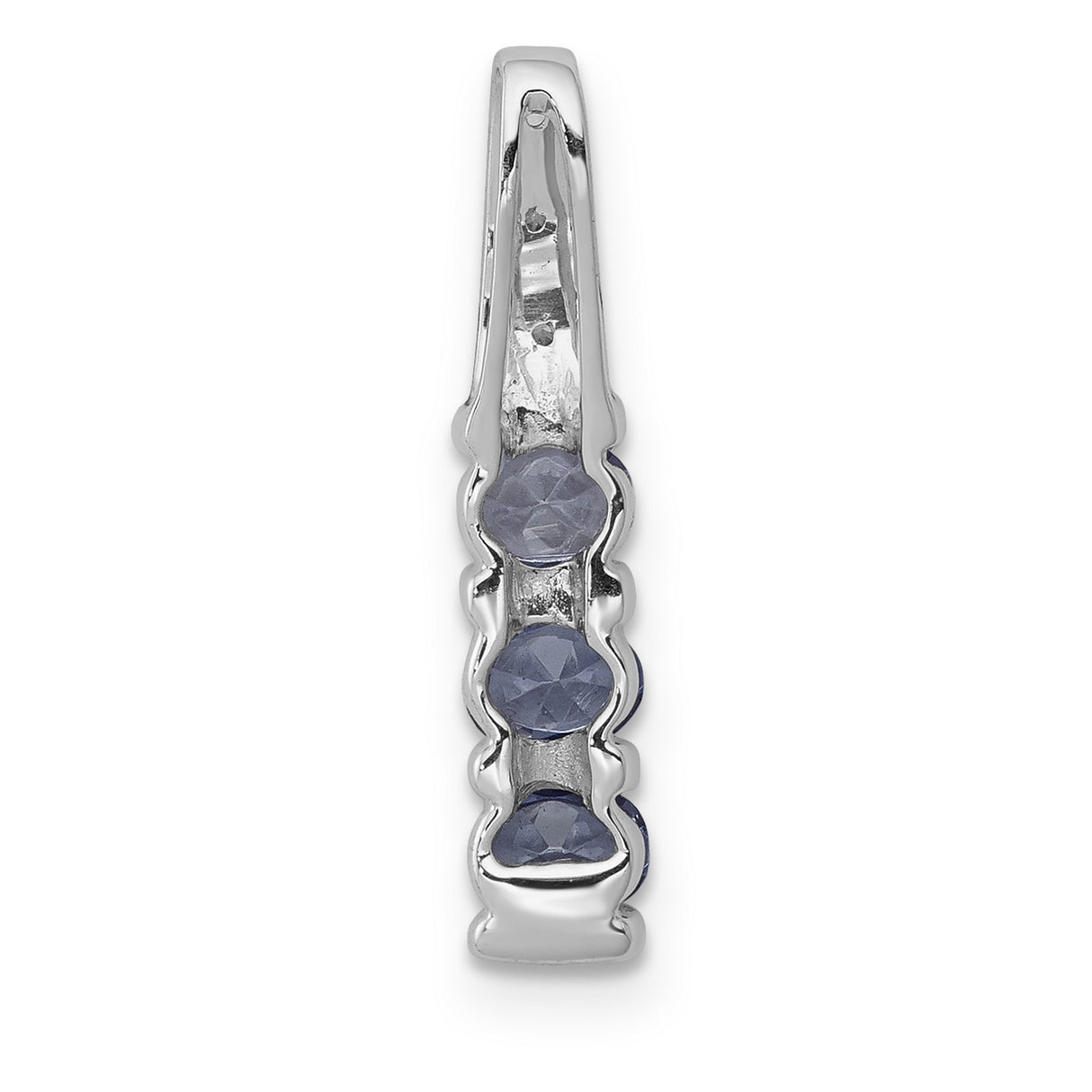 14k White Gold Pendant with Four Oval Tanzanite Stones and Diamond Accents