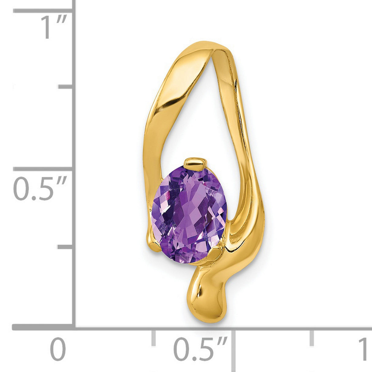 8x6mm Oval Amethyst Slide Chain Slide Charm Pendant in Real 14k Yellow Gold