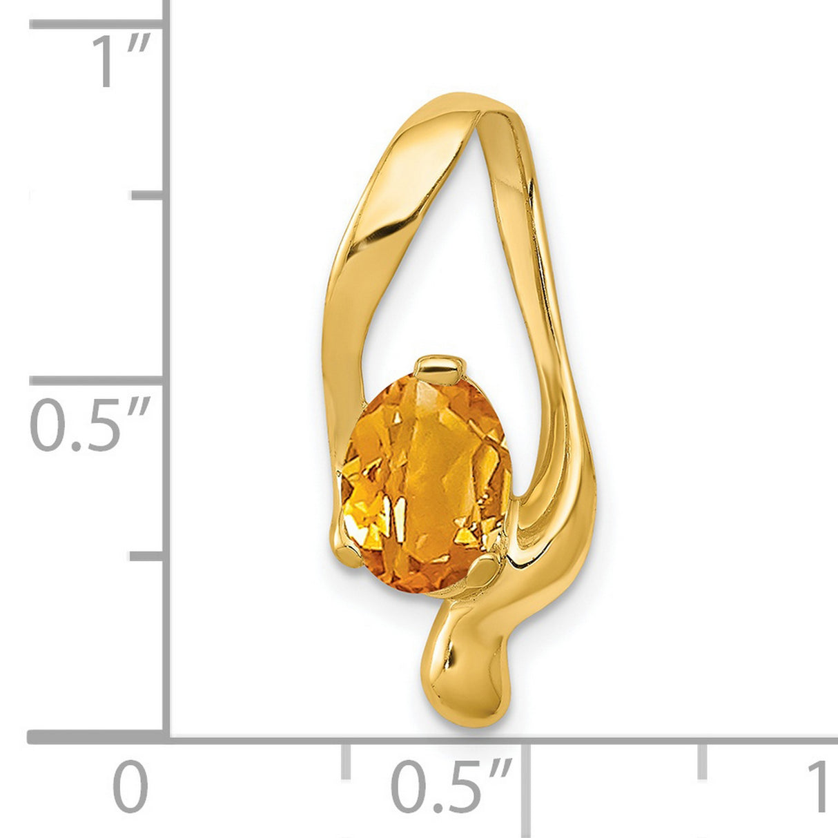 8x6mm Oval Citrine Slide Chain Slide Charm Pendant in Real 14k Yellow Gold