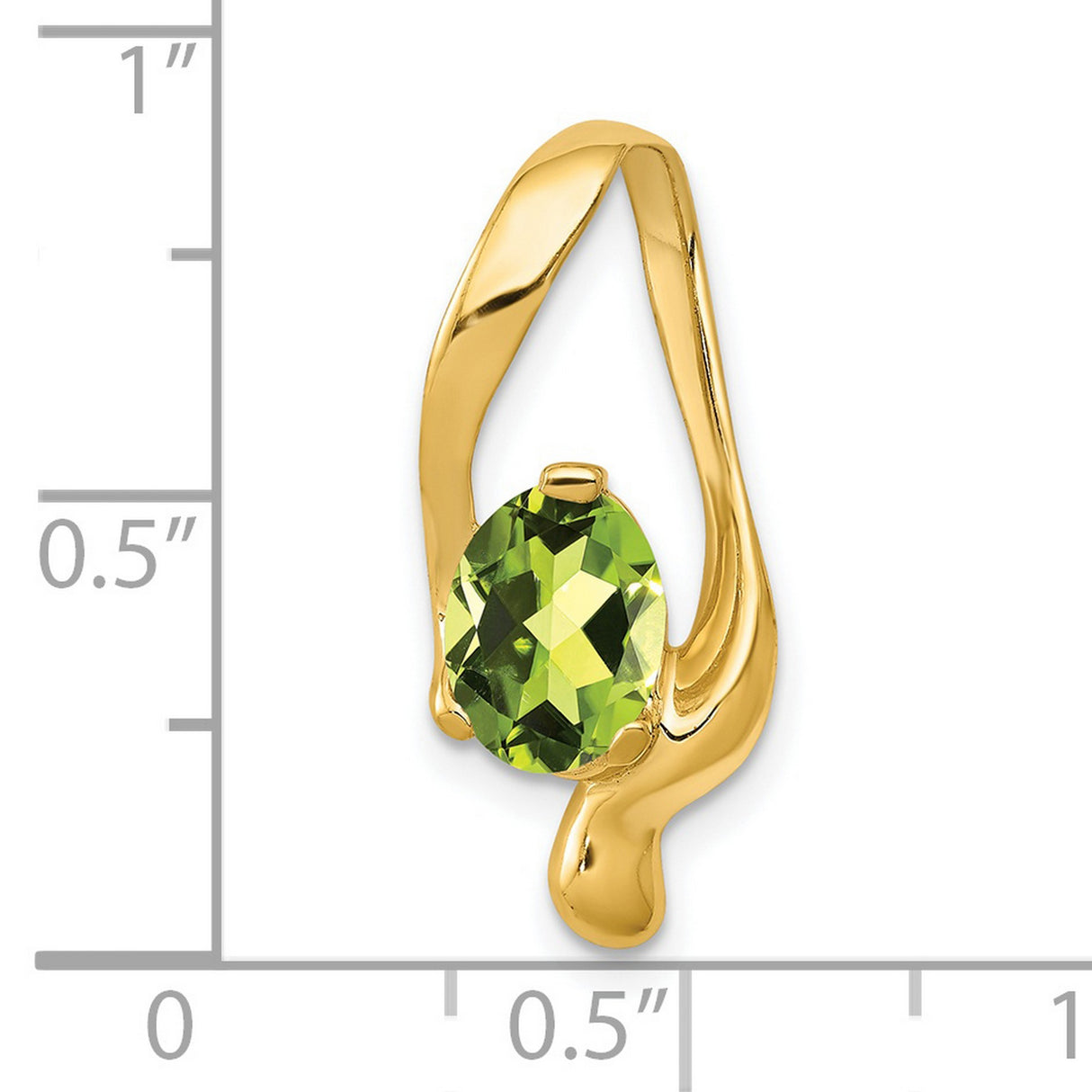 8x6mm Oval Peridot Slide Chain Slide Charm Pendant in Real 14k Yellow Gold