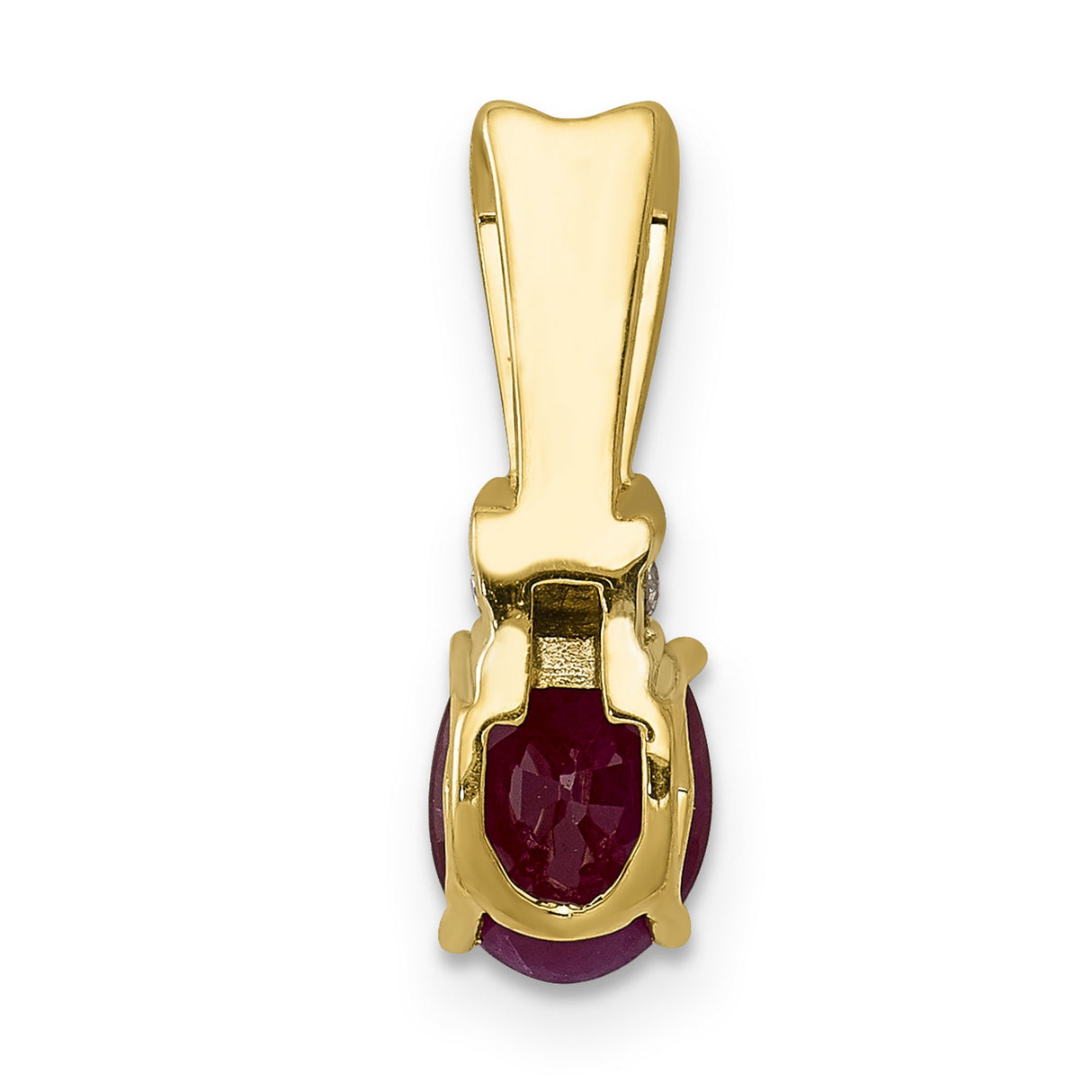 Diamond and .66 Oval Ruby Charm Pendant in Real 14k Multi-Tone Gold