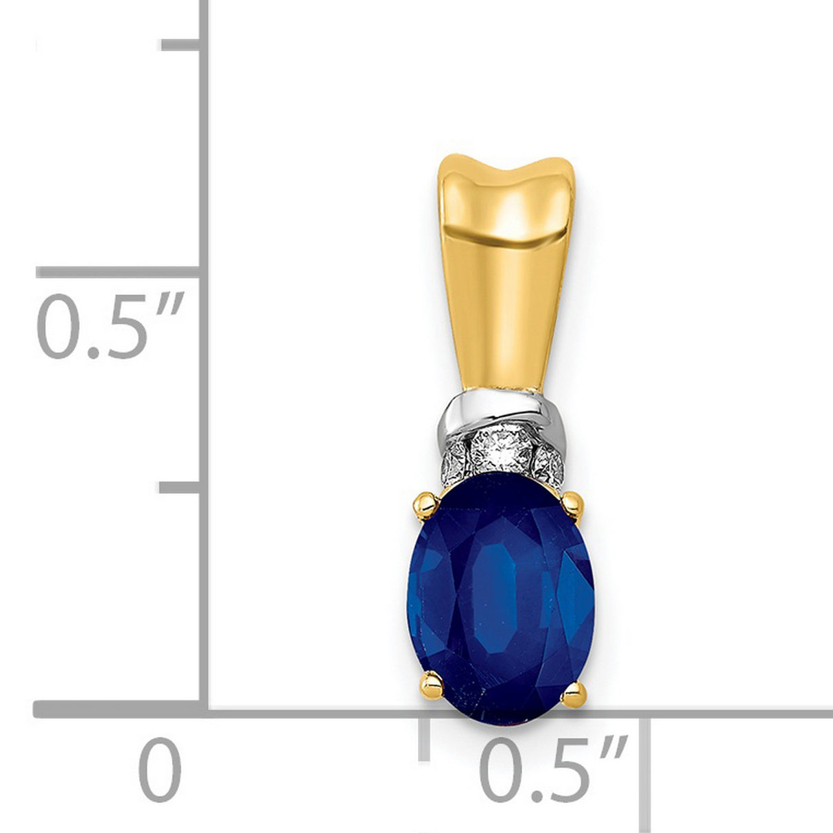 Diamond and Oval Sapphire Charm Pendant in Real 14k Multi-Tone Gold