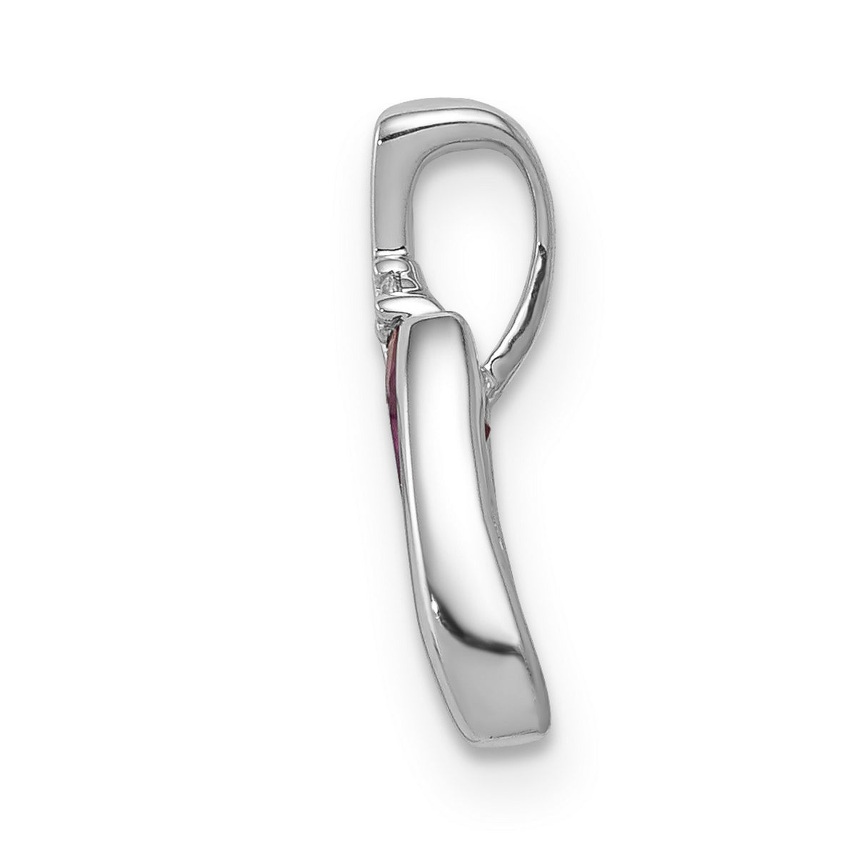 14k White Gold Pendant with Marquise Ruby and Diamond Accents, Modern Curved Design