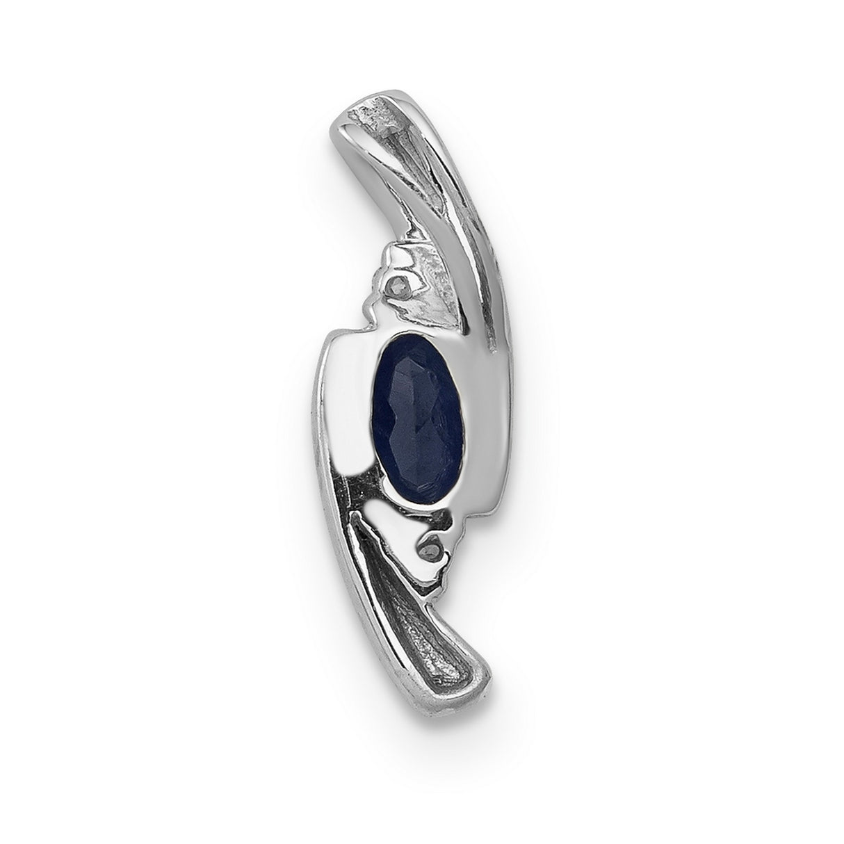 14k White Gold Sapphire Pendant with Diamond Accent, Modern Charm for Women