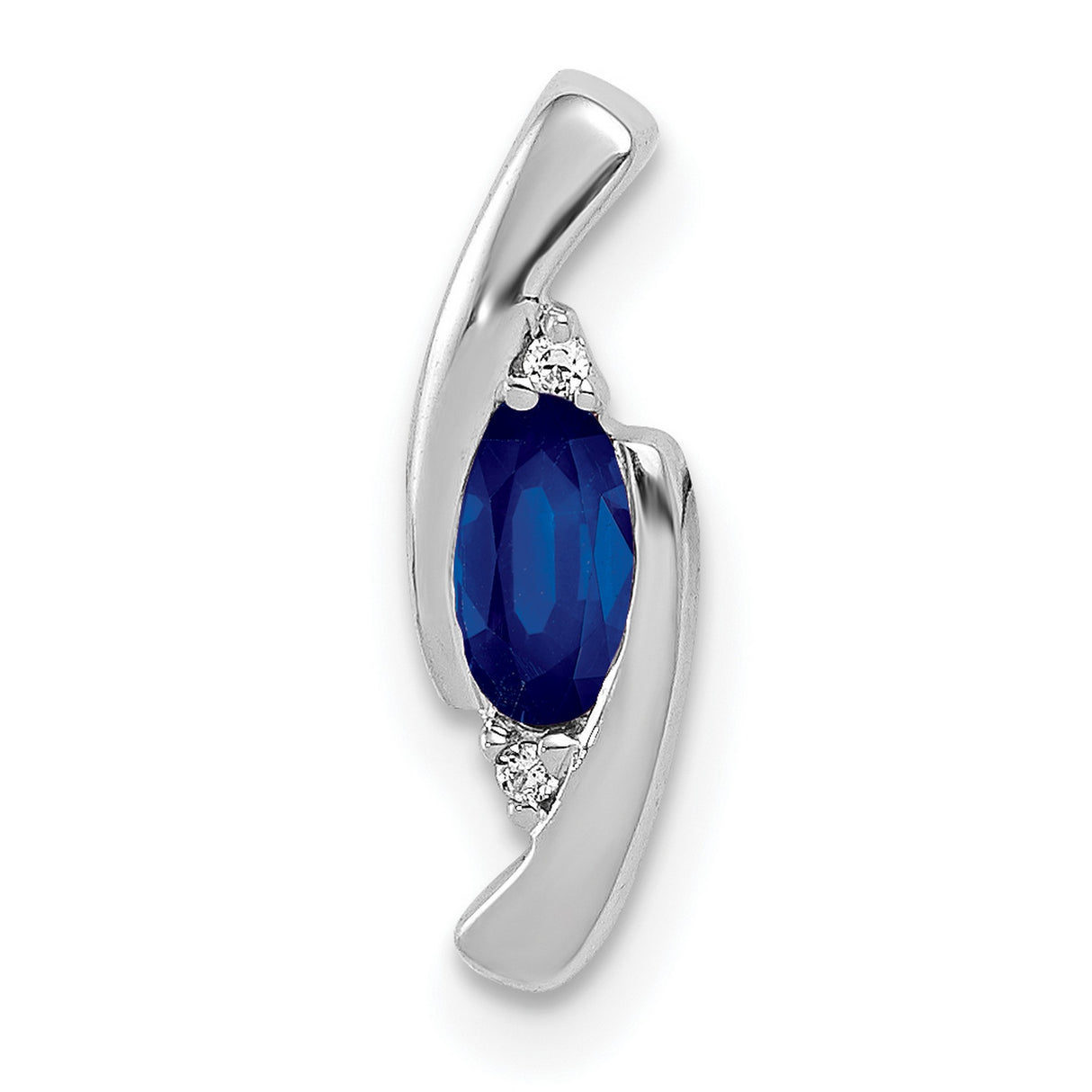 14k White Gold Sapphire Pendant with Diamond Accent, Modern Charm for Women
