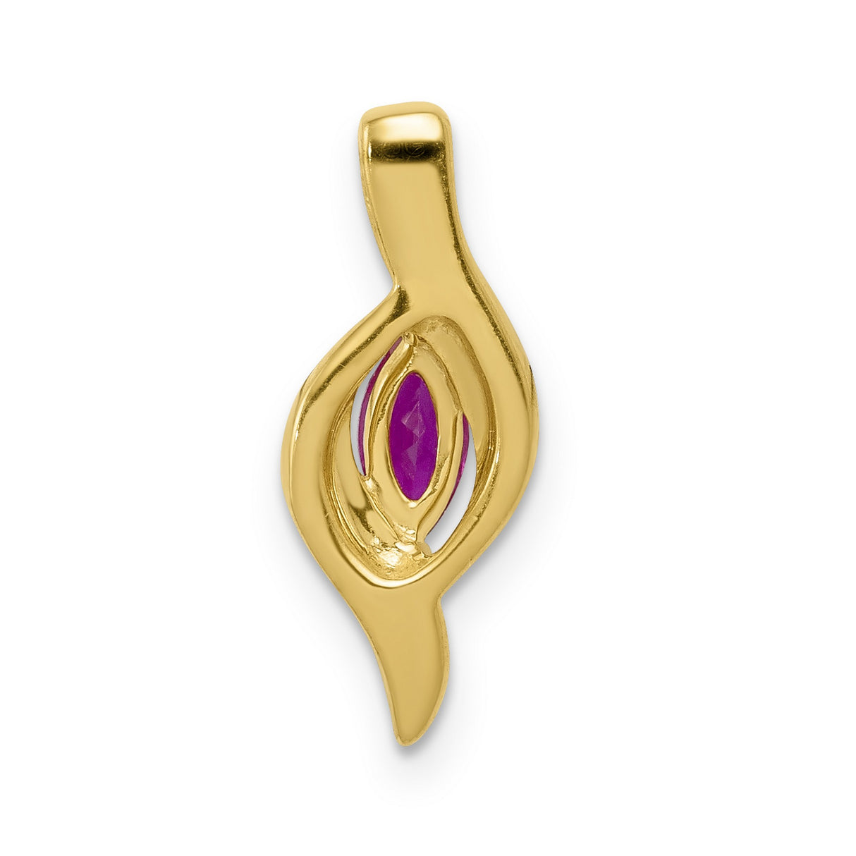 14k Yellow Gold Ruby Pendant with Diamond Accents, Flame-Inspired Design for Women