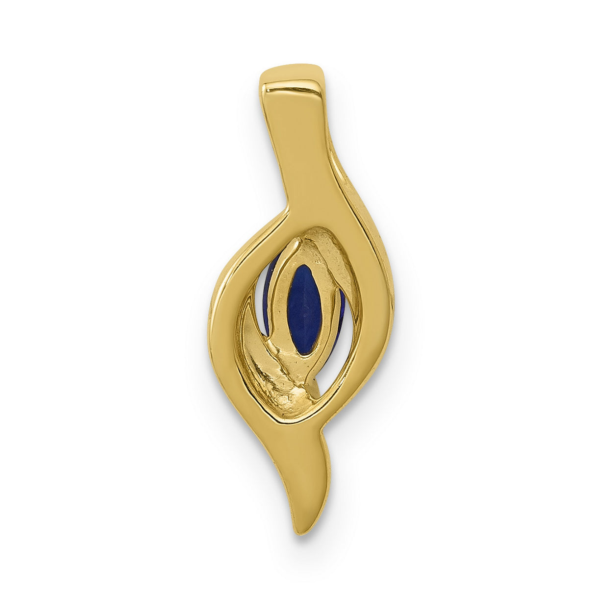 10k Yellow Gold Pendant with Marquise Sapphire and Diamond Accent, Swirl Abstract Design
