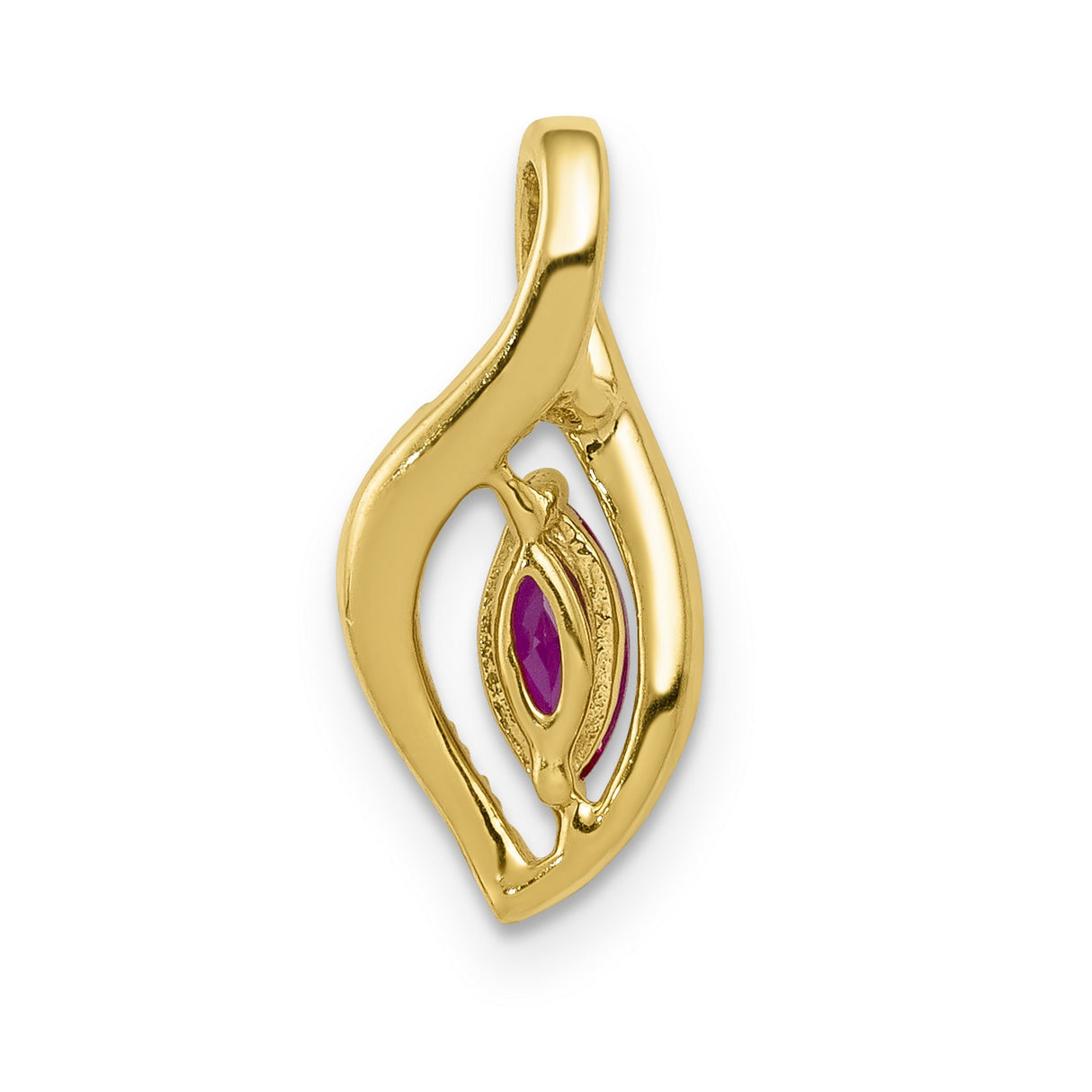 14k Yellow Gold Pendant with Marquise Ruby and Diamond Accents, Modern Eye Design
