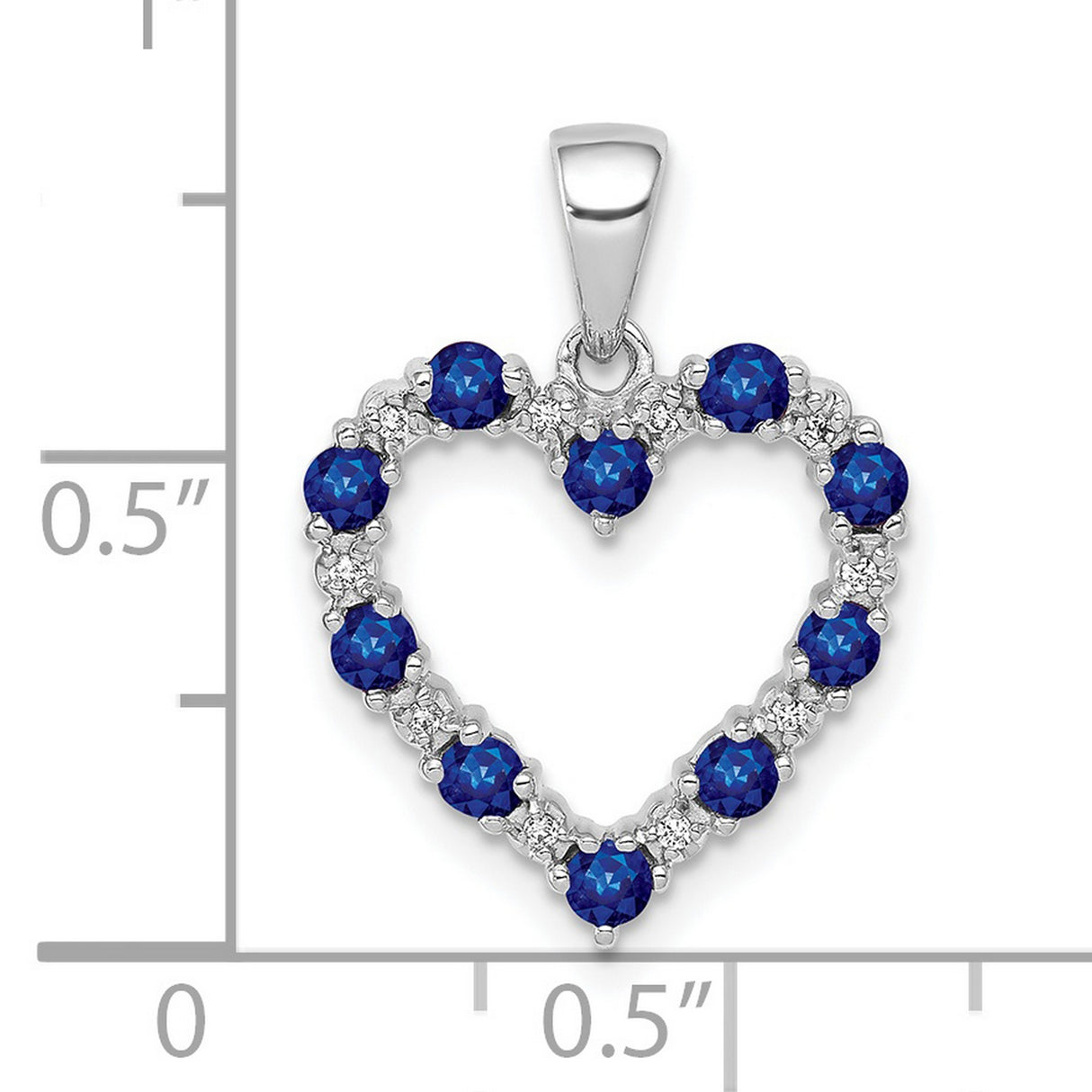 10k White Gold Heart Pendant with Blue Sapphire and Diamond Accents, Romantic Jewelry for Women