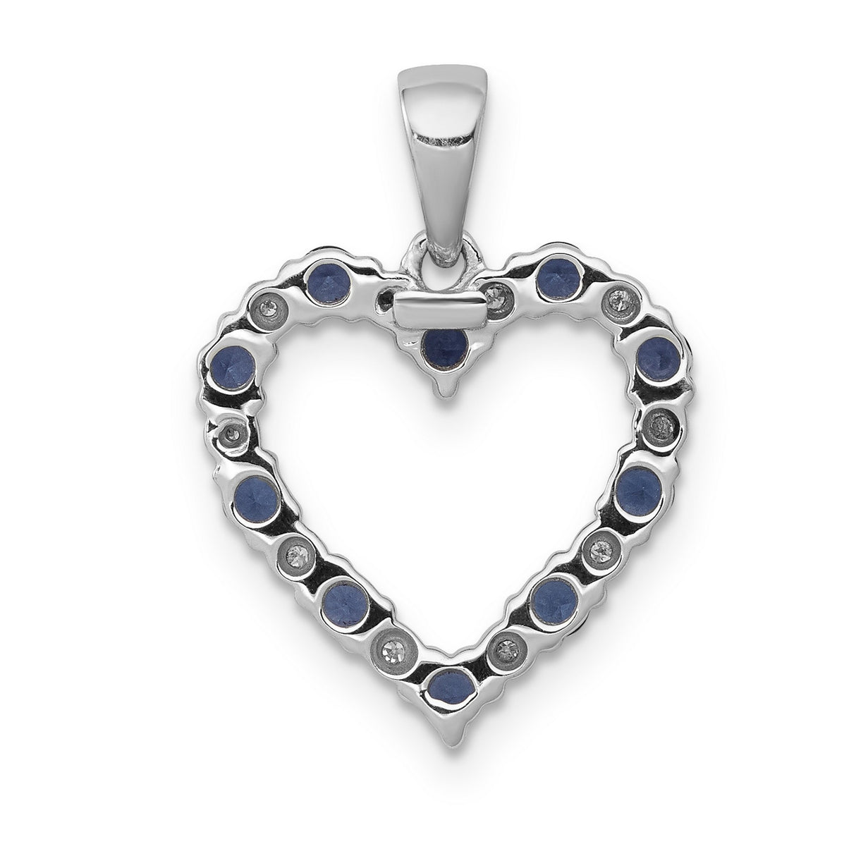 14k White Gold Heart Pendant with Sapphire and Diamond for Women