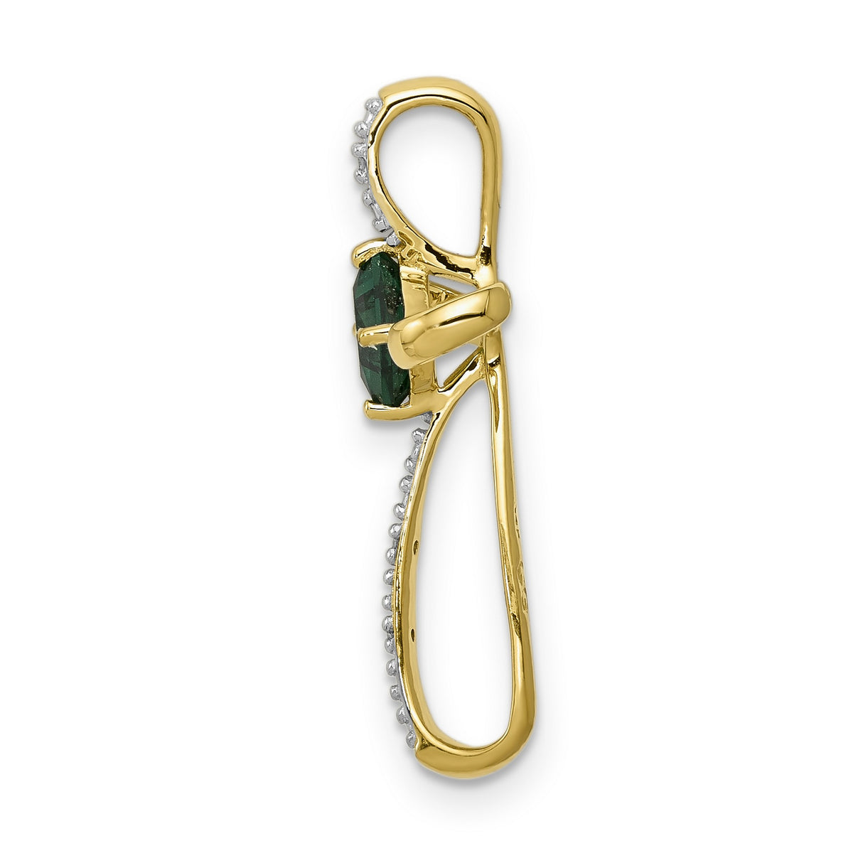 10k Multi-Tone Gold Cross Pendant with Lab Created Emerald and Diamond Accents