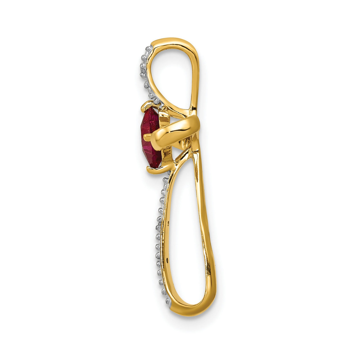 10k Multi-Tone Gold Cross Pendant with Lab Created Ruby and Diamond, Faith Inspired Design